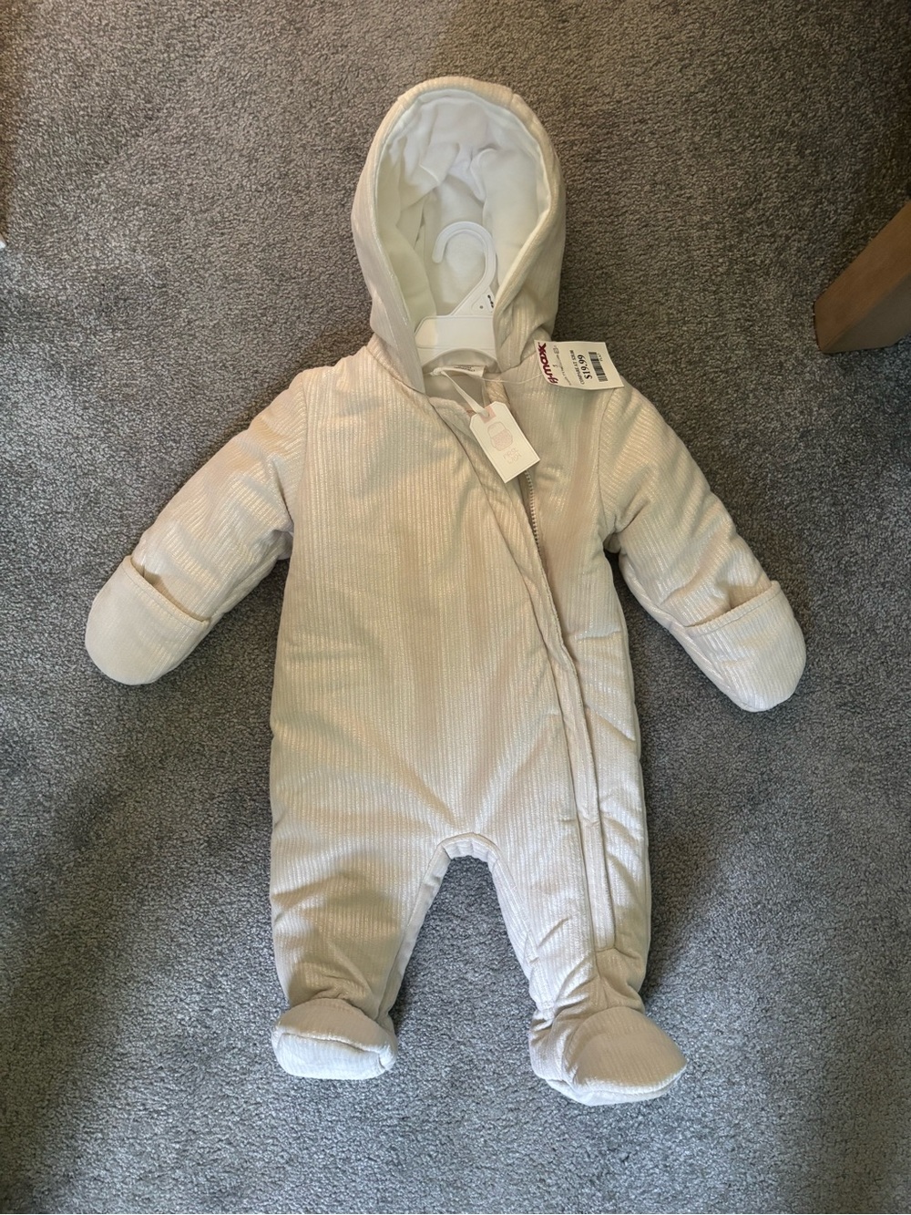 Unbranded Cream Cozy Hooded Baby One-Piece Snowsuit